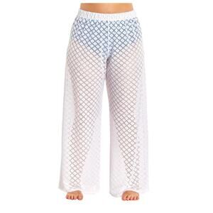 Always For Me Plus Size Lattice Beach Swim Cover Up Lounge Pant White 3X 3XL
